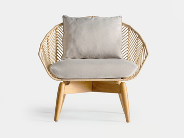 PLISSÉ RATTAN - Rattan and mahogany easy chair with integrated cushion by Vical Home - view 2